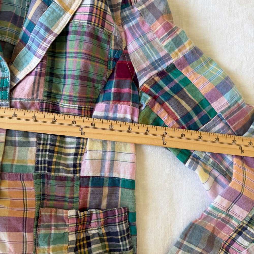 Morrissey Womens Patchwork Plaid Blazer Jacket Multi Color Cotton Sz 10 USA - Picture 6 of 7